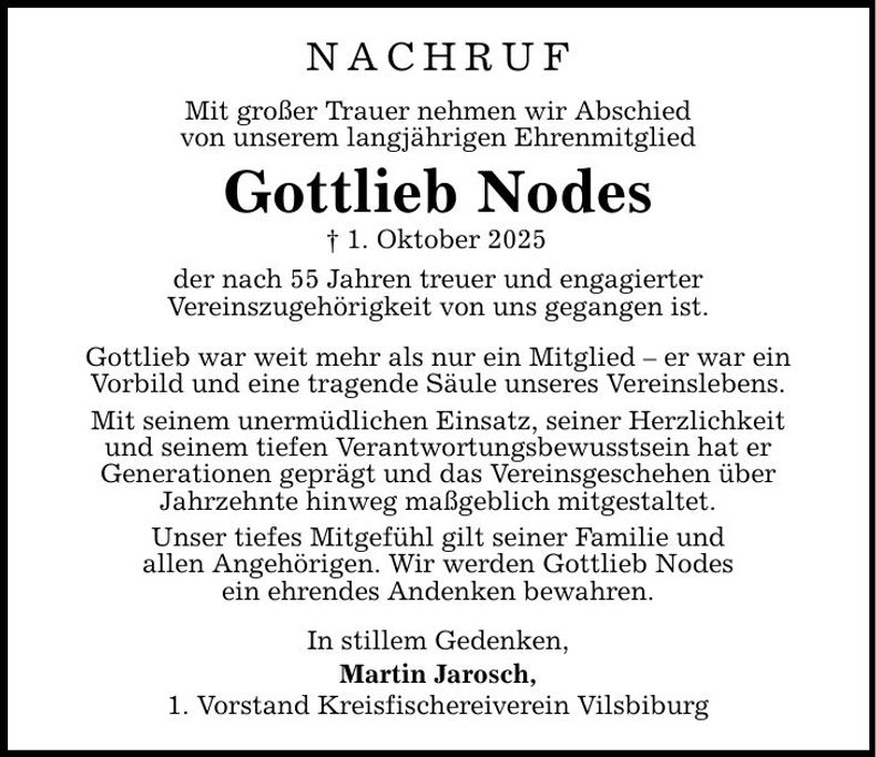 Traueranzeige Gottlieb Nodes
