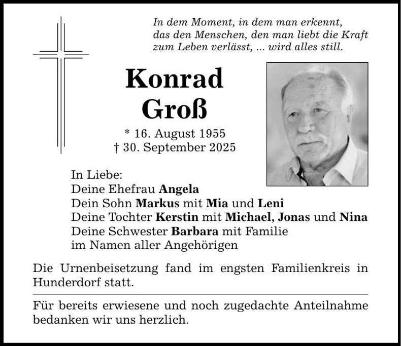 Traueranzeige Konrad Groß