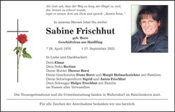Traueranzeige Sabine Frischhut