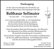 Traueranzeige Balthasar Sellmaier