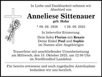 Traueranzeige Anneliese Sittenauer