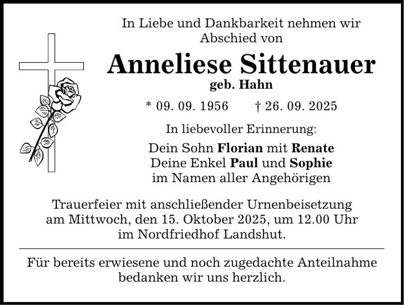 Traueranzeige Anneliese Sittenauer