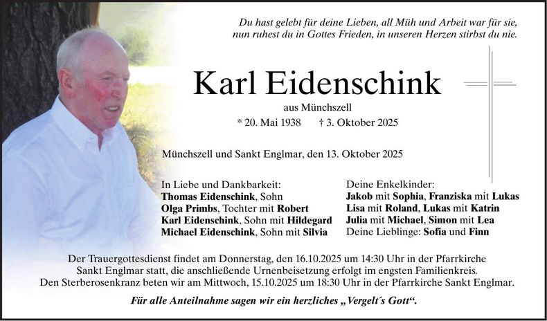 Traueranzeige Karl Eidenschink