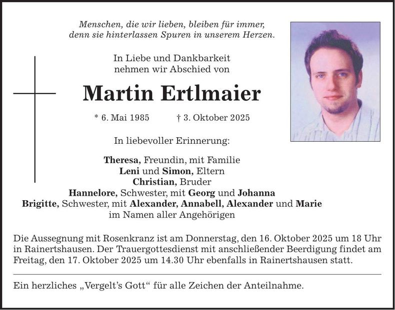 Traueranzeige Martin Ertlmaier