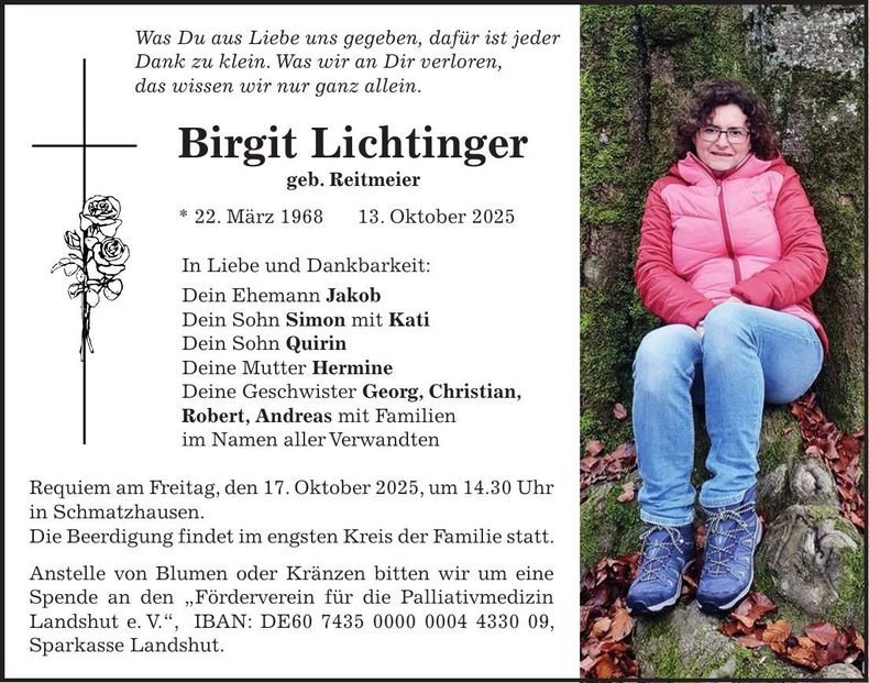 Traueranzeige Birgit Lichtinger