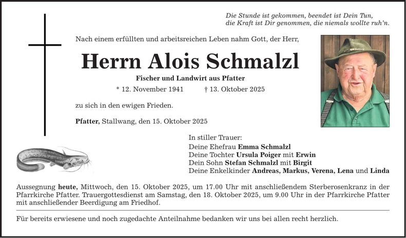 Traueranzeige Alois Schmalzl