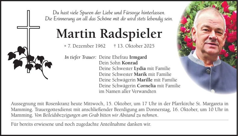 Traueranzeige Martin Radspieler