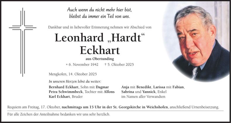 Traueranzeige Leonhard Eckhart