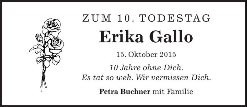 Traueranzeige Erika Gallo
