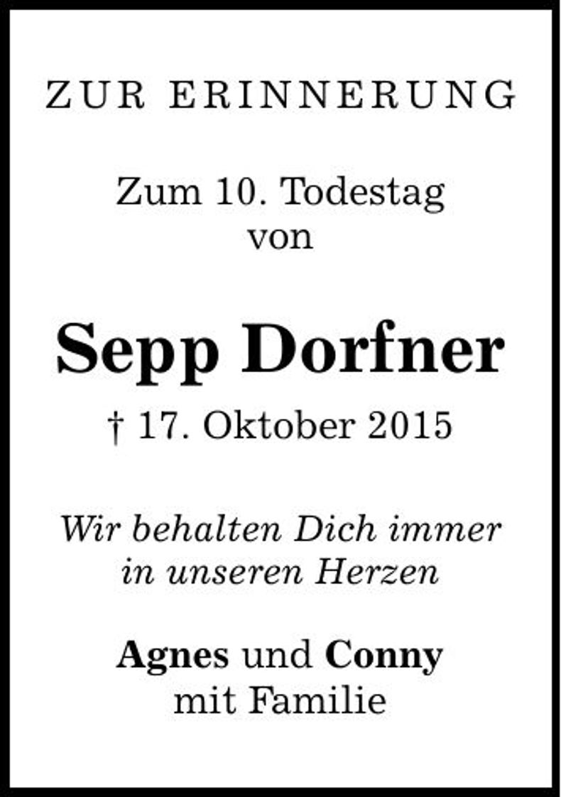 Traueranzeige Josef Dorfner