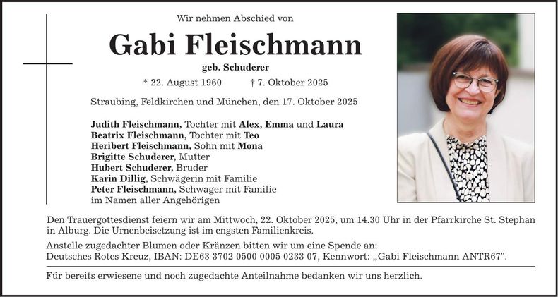 Traueranzeige Gabi Fleischmann