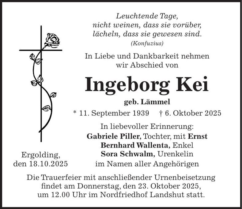 Traueranzeige Ingeborg Kei