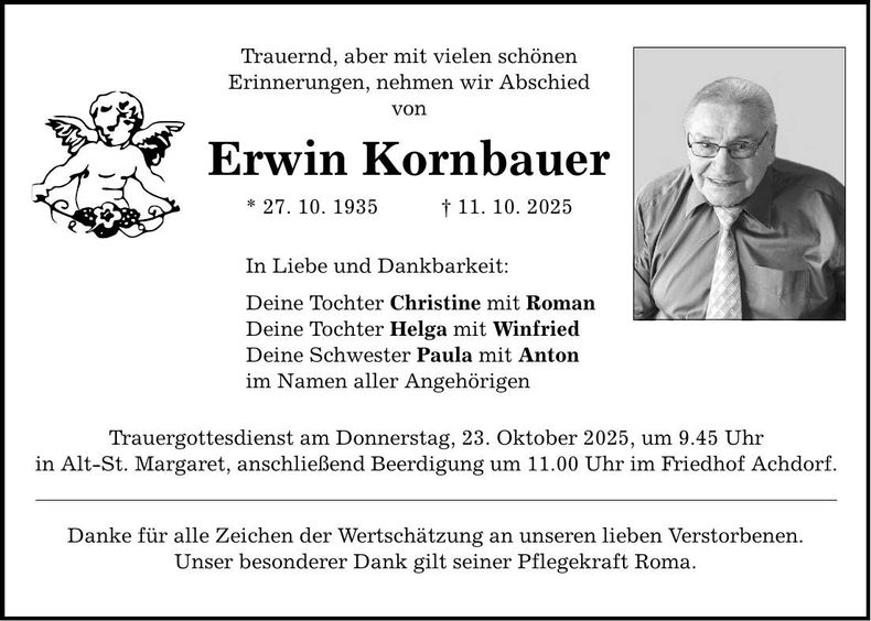 Traueranzeige Erwin Kornbauer