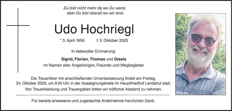 Traueranzeige Udo Hochriegl