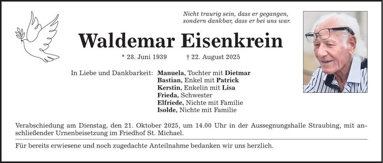 Traueranzeige Wldemar Eisenkrein