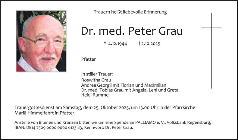 Traueranzeige Peter Grau