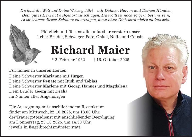 Traueranzeige Richard Maier