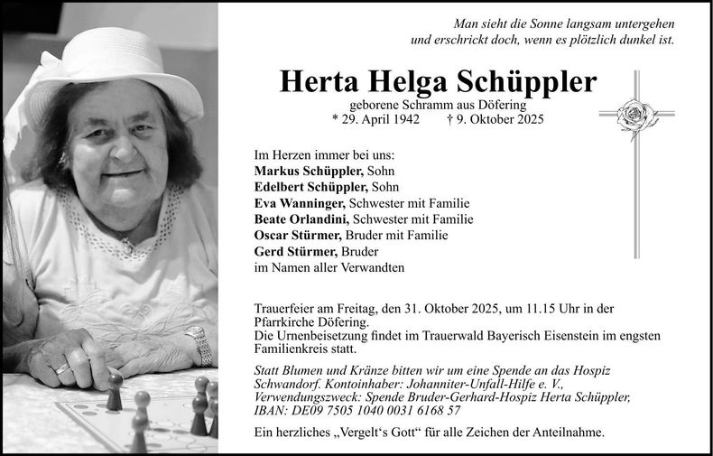 Traueranzeige Helga Schüppler