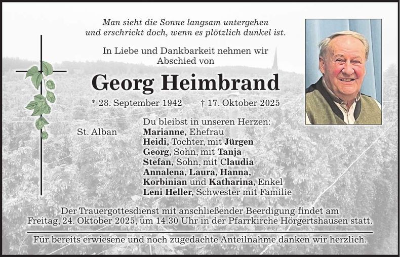 Traueranzeige Georg Heimbrand