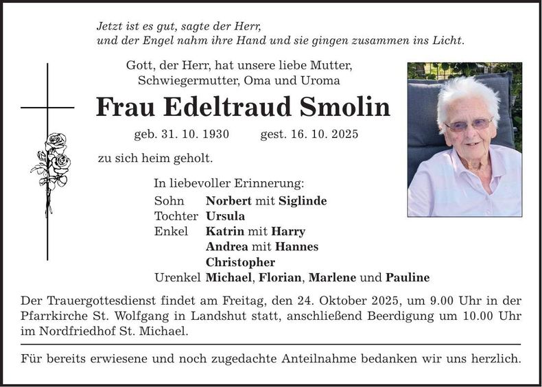 Traueranzeige Edeltraud Smolin