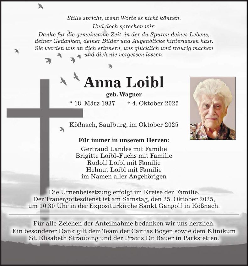 Traueranzeige Anna Loibl