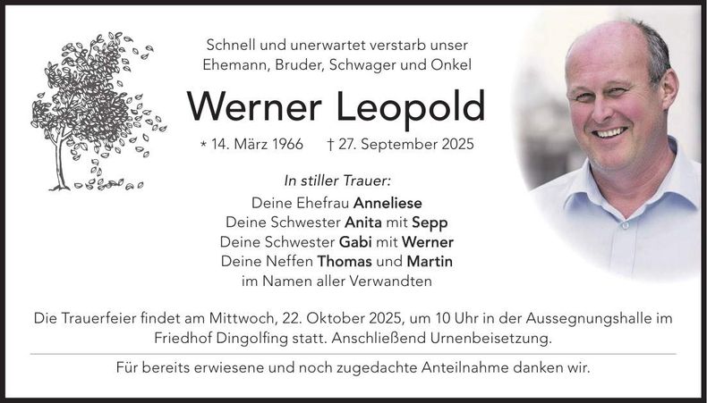 Traueranzeige Werner Leopold