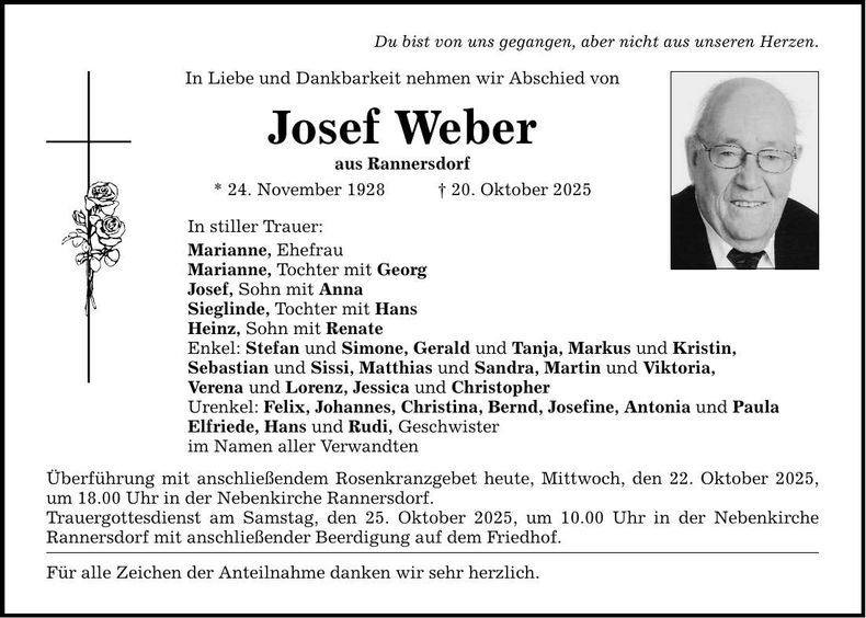 Traueranzeige Josef Weber