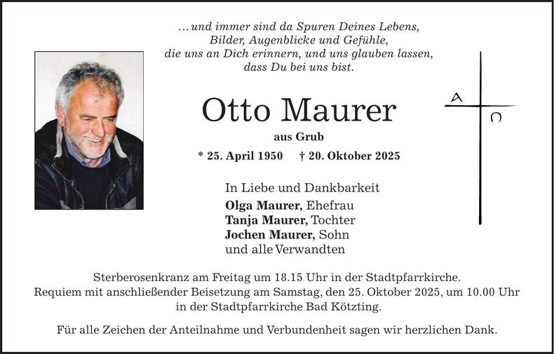Traueranzeige Otto Maurer