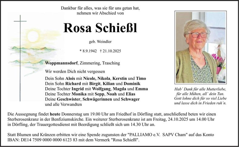 Traueranzeige Rosa Schießl