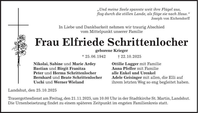 Traueranzeige Elfriede Schrittenlocher