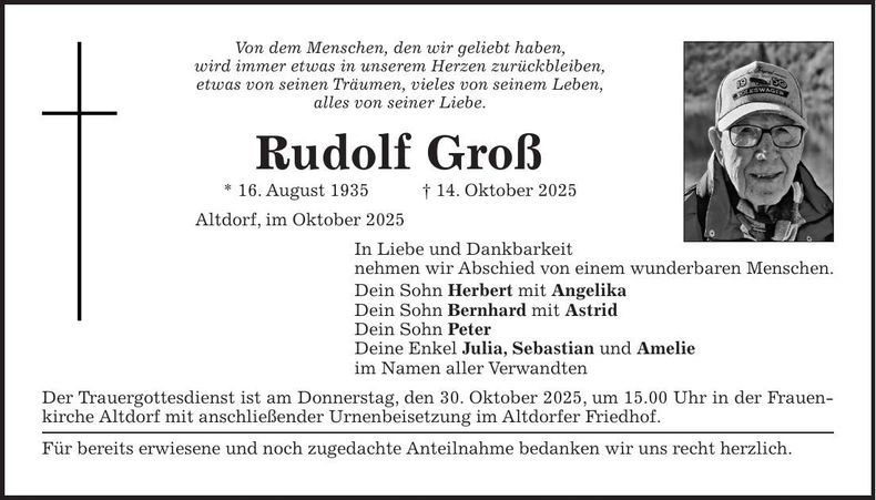 Traueranzeige Rudolf Groß