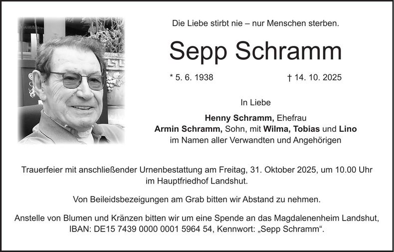 Traueranzeige Sepp Schramm