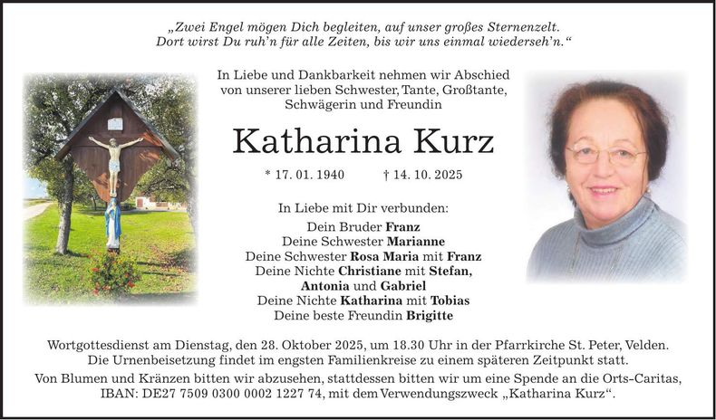 Traueranzeige Katharina Kurz