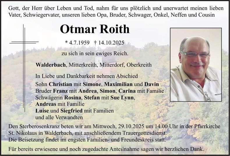 Traueranzeige Otmar Roith