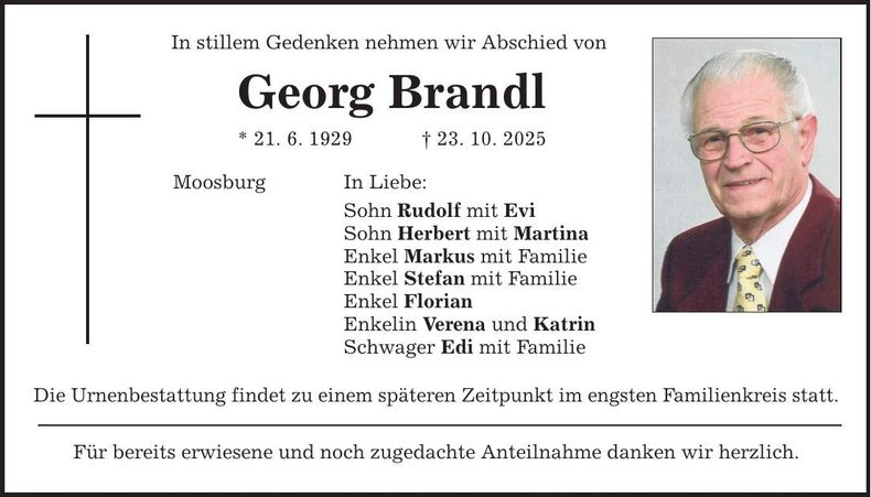 Traueranzeige Georg Brandl