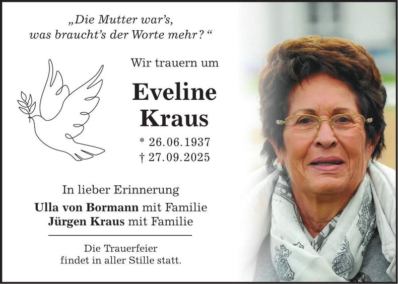 Traueranzeige Eveline Kraus