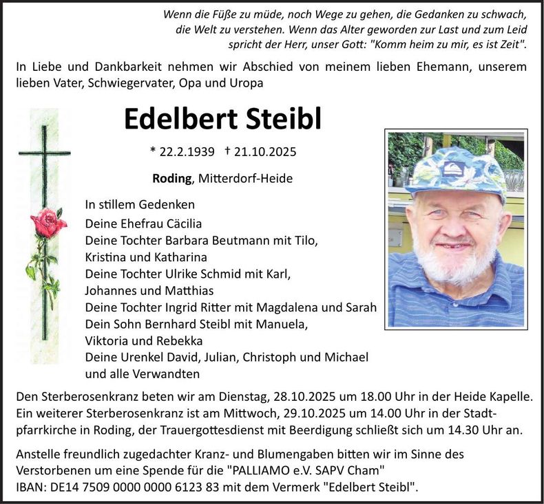 Traueranzeige Edelbert Steibl