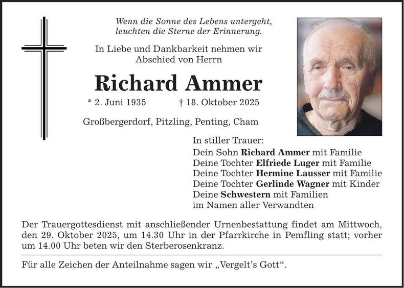 Traueranzeige Richard Ammer