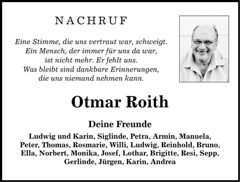 Traueranzeige Otmar Roith
