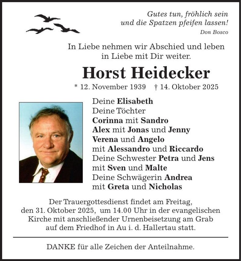 Traueranzeige Horst Heidecker