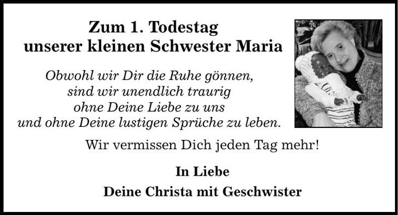 Traueranzeige Maria Maier
