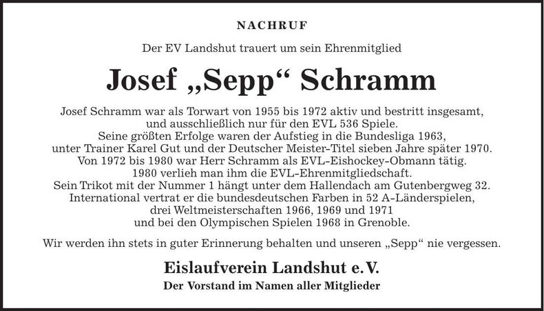 Traueranzeige Josef Schramm