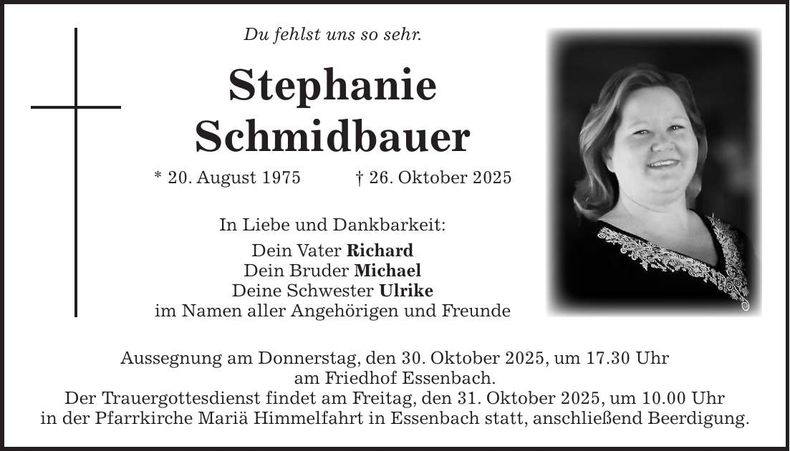 Traueranzeige Stephanie Schmidbauer