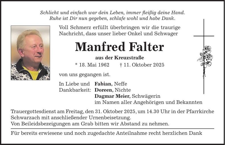 Traueranzeige Manfred Falter