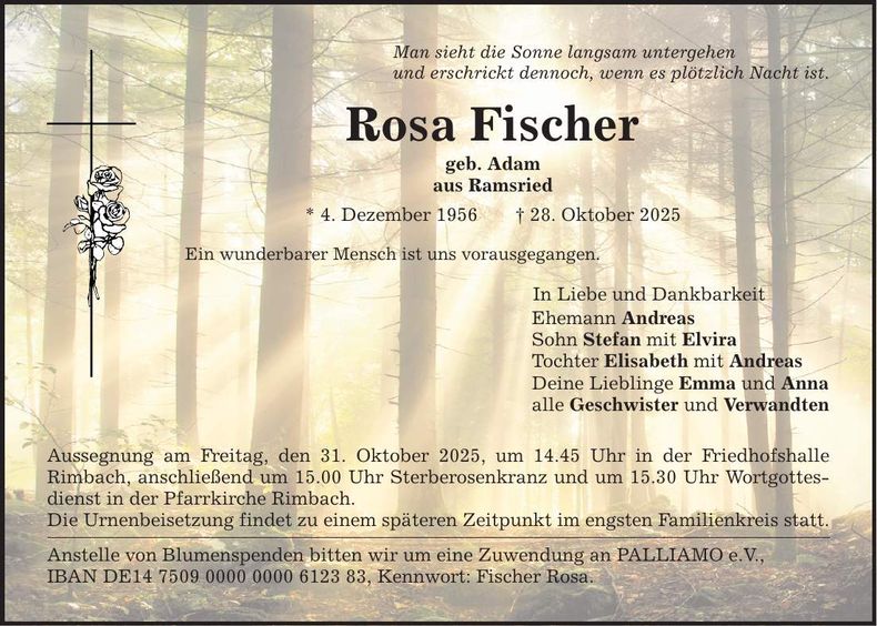 Traueranzeige Rosa Fischer