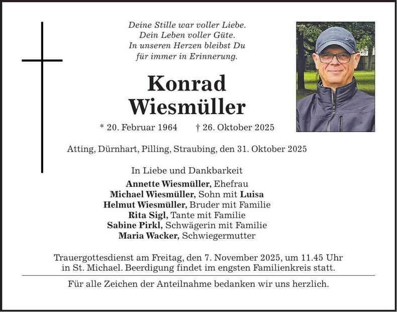 Traueranzeige Konrad Wiesmüller