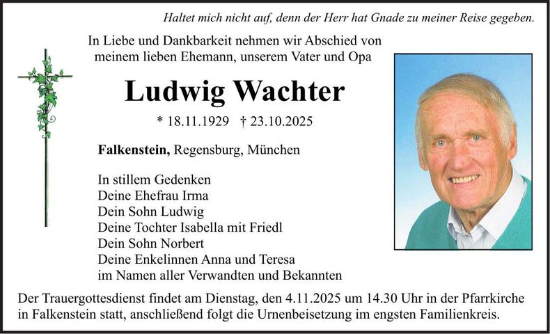 Traueranzeige Ludwig Wachter