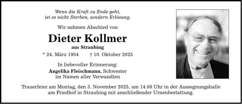 Traueranzeige Dieter Kollmer