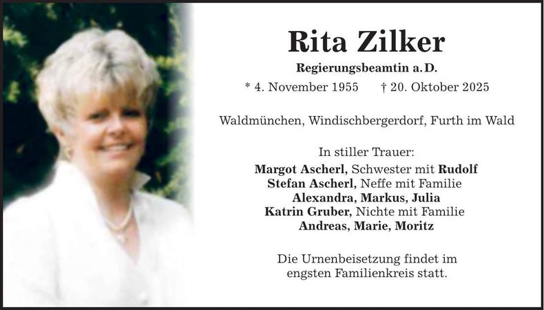 Traueranzeige Rita Zilker