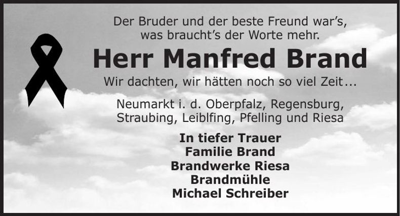 Traueranzeige Manfred Brand